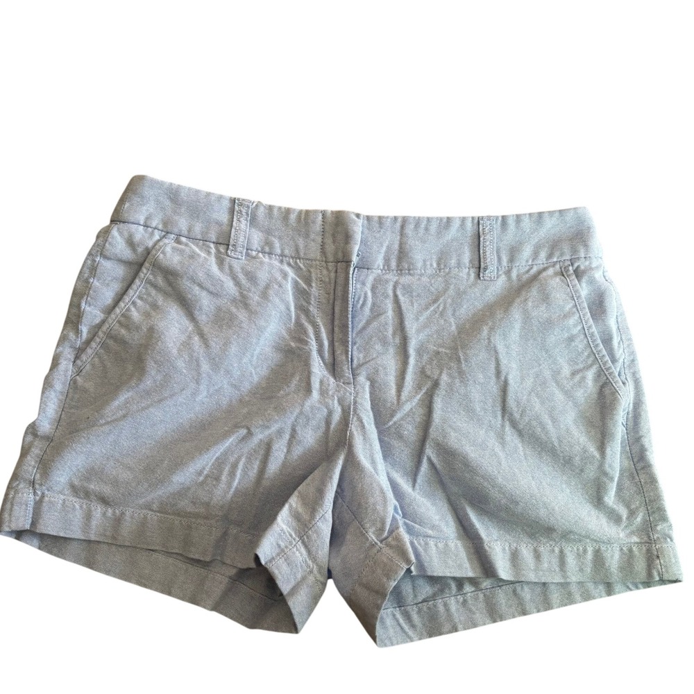 J.Crew Oxford Chino Shorts Womens Size 2 Blue Cotton Mid Rise 3 Inch Inseam